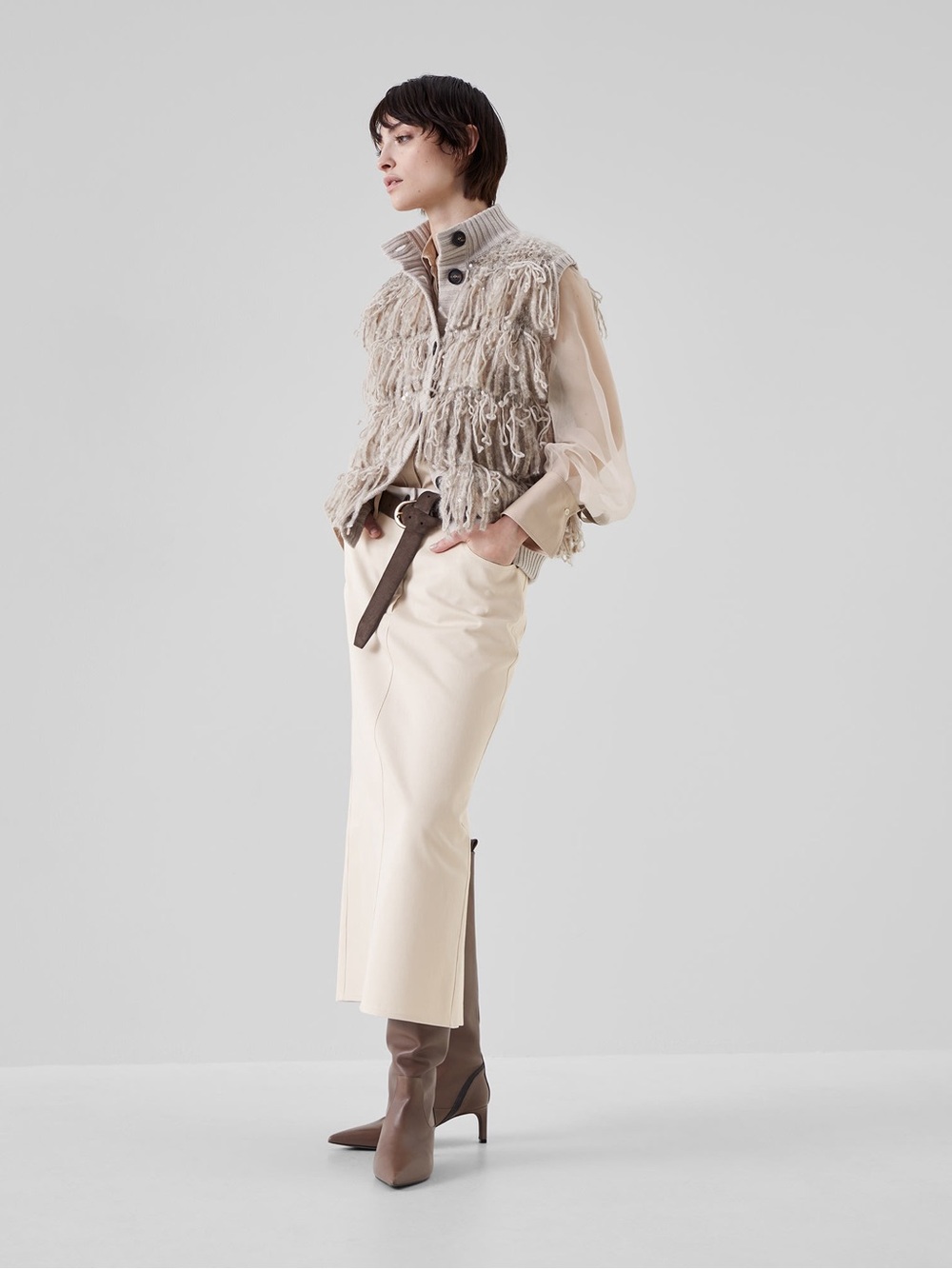 NWT Brunello Cucinelli Silk Sheer Sleeve Blouse